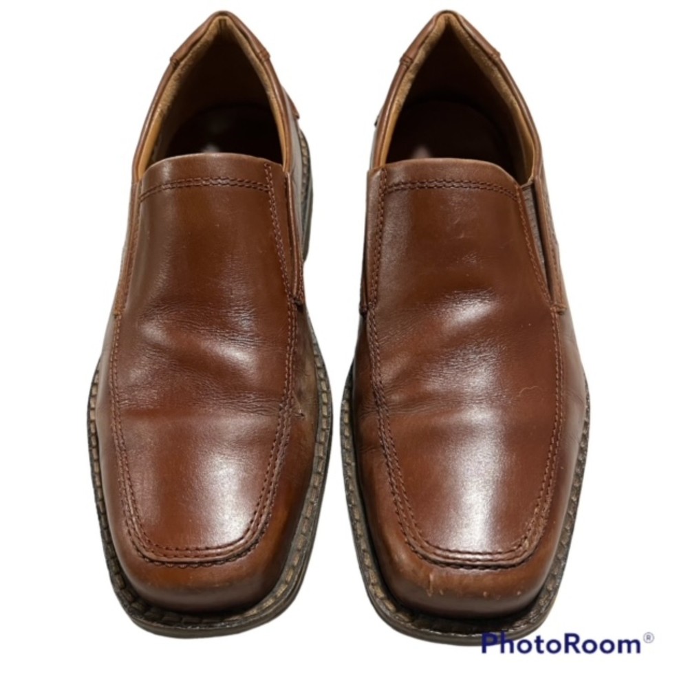 Ecco Mens Size US 9 EU 42 Brown Genuine Leather Shoes Loafers Slip On